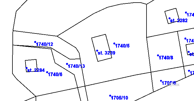 Parcela st. 3239 v KÚ Valcha, Katastrální mapa
