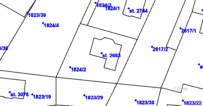 Parcela st. 2683 v KÚ Valcha, Katastrální mapa