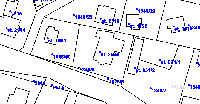Parcela st. 2684 v KÚ Valcha, Katastrální mapa