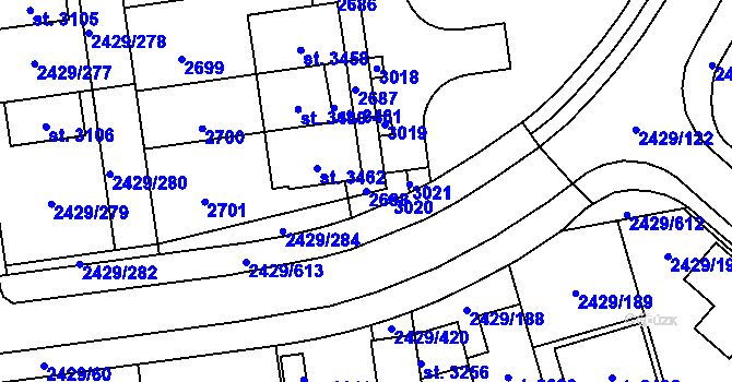 Parcela st. 2688 v KÚ Valcha, Katastrální mapa