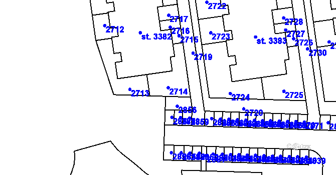 Parcela st. 2714 v KÚ Valcha, Katastrální mapa
