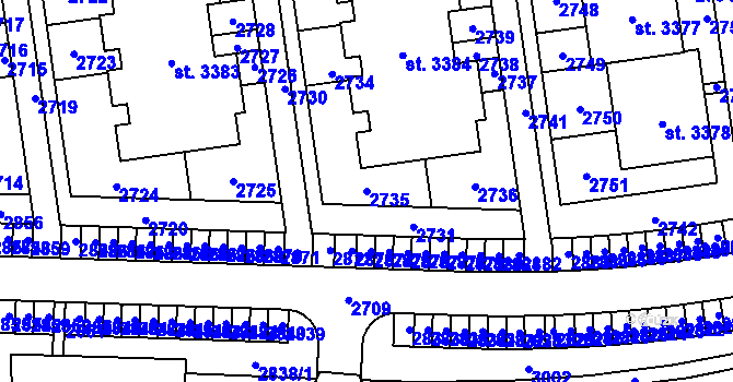 Parcela st. 2735 v KÚ Valcha, Katastrální mapa