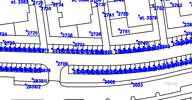 Parcela st. 2881 v KÚ Valcha, Katastrální mapa