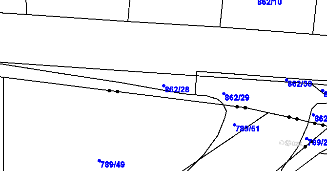 Parcela st. 862/28 v KÚ Valcha, Katastrální mapa