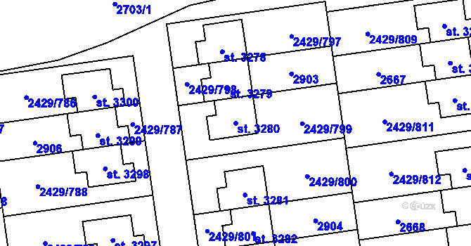 Parcela st. 3280 v KÚ Valcha, Katastrální mapa