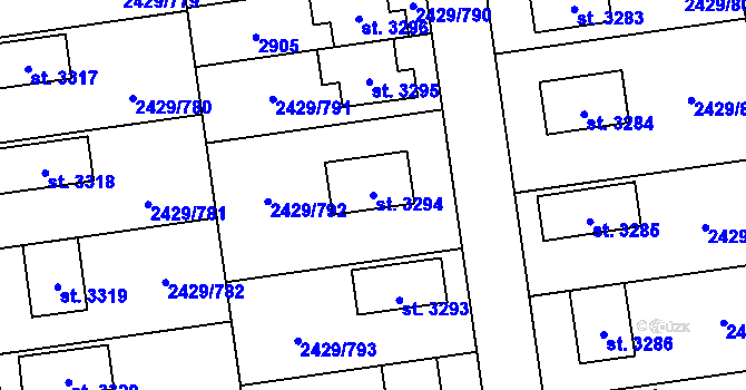 Parcela st. 3294 v KÚ Valcha, Katastrální mapa
