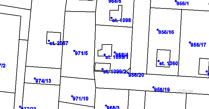 Parcela st. 1099/1 v KÚ Valcha, Katastrální mapa