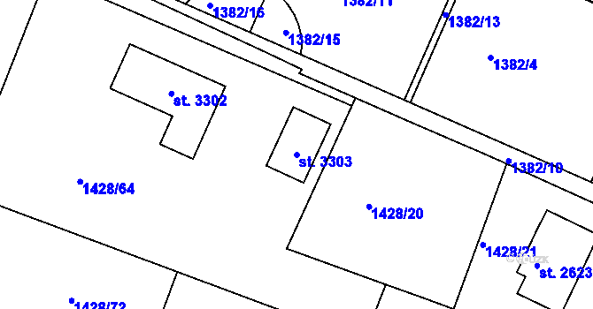 Parcela st. 3303 v KÚ Valcha, Katastrální mapa