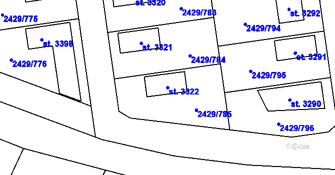 Parcela st. 3322 v KÚ Valcha, Katastrální mapa