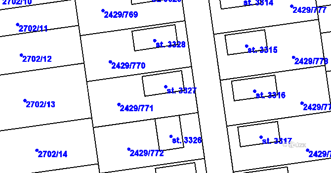 Parcela st. 3327 v KÚ Valcha, Katastrální mapa