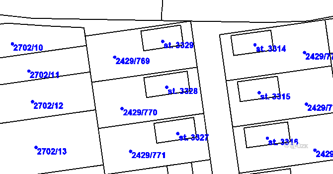 Parcela st. 3328 v KÚ Valcha, Katastrální mapa