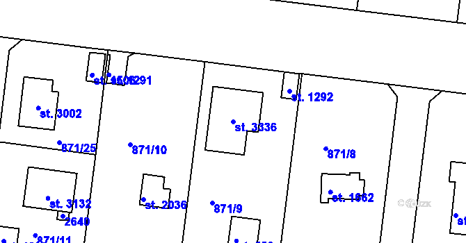 Parcela st. 3336 v KÚ Valcha, Katastrální mapa