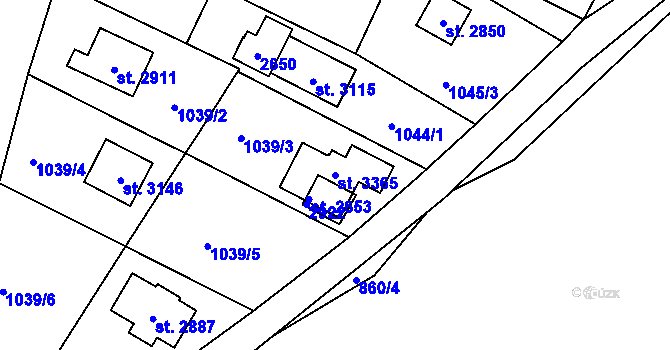 Parcela st. 3365 v KÚ Valcha, Katastrální mapa