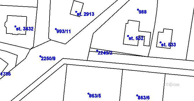 Parcela st. 2249/2 v KÚ Valcha, Katastrální mapa