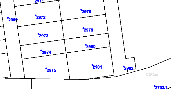 Parcela st. 2980 v KÚ Valcha, Katastrální mapa