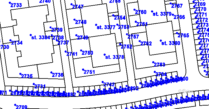 Parcela st. 3378 v KÚ Valcha, Katastrální mapa
