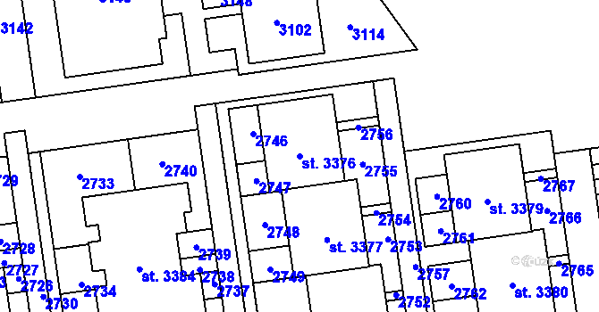 Parcela st. 3376 v KÚ Valcha, Katastrální mapa