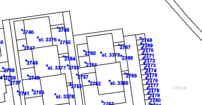 Parcela st. 3379 v KÚ Valcha, Katastrální mapa