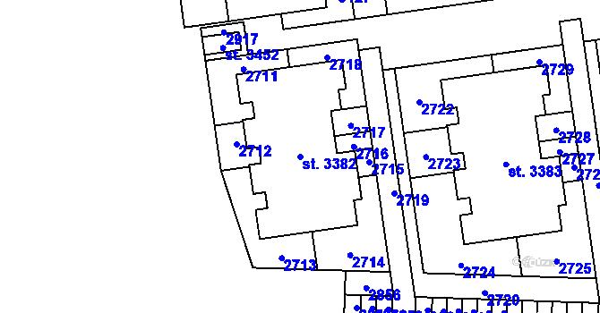 Parcela st. 3382 v KÚ Valcha, Katastrální mapa