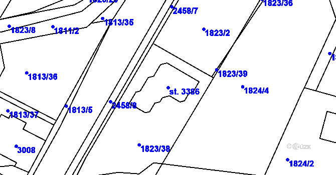Parcela st. 3386 v KÚ Valcha, Katastrální mapa