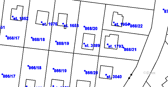 Parcela st. 3389 v KÚ Valcha, Katastrální mapa
