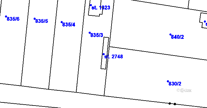 Parcela st. 2748 v KÚ Valcha, Katastrální mapa