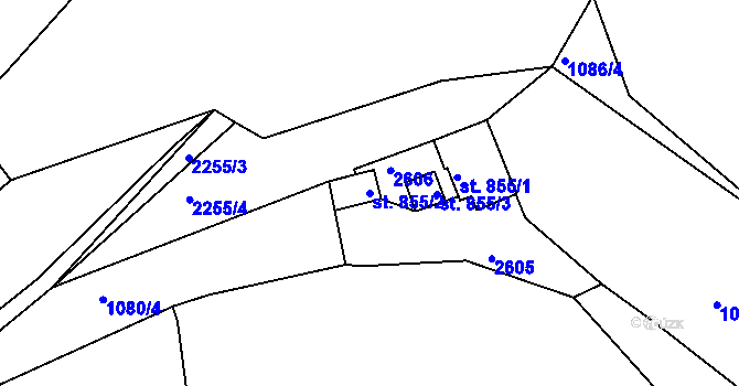Parcela st. 855/2 v KÚ Valcha, Katastrální mapa