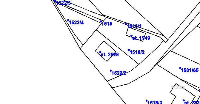 Parcela st. 2628 v KÚ Valcha, Katastrální mapa