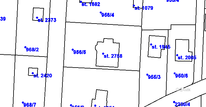 Parcela st. 2758 v KÚ Valcha, Katastrální mapa
