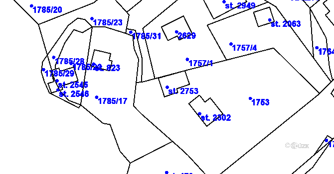 Parcela st. 2753 v KÚ Valcha, Katastrální mapa