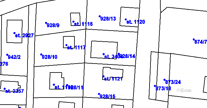 Parcela st. 3404 v KÚ Valcha, Katastrální mapa