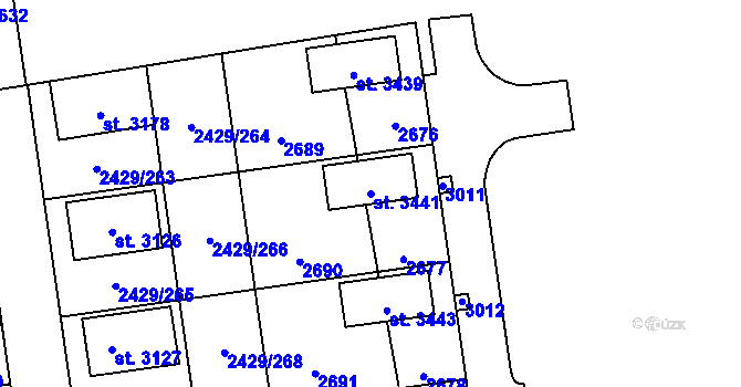 Parcela st. 3441 v KÚ Valcha, Katastrální mapa
