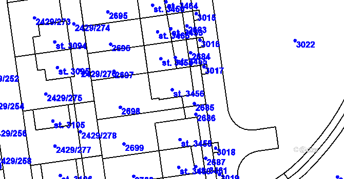 Parcela st. 3456 v KÚ Valcha, Katastrální mapa