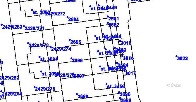 Parcela st. 3465 v KÚ Valcha, Katastrální mapa