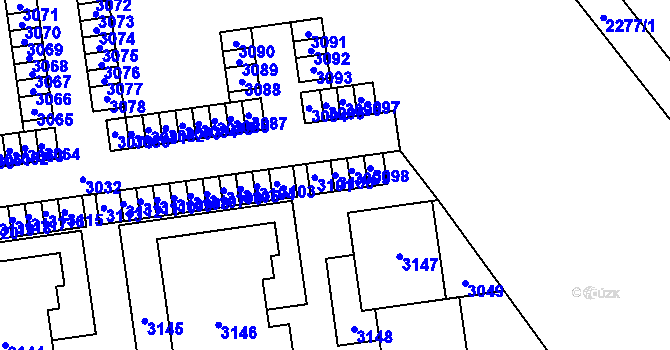 Parcela st. 3100 v KÚ Valcha, Katastrální mapa