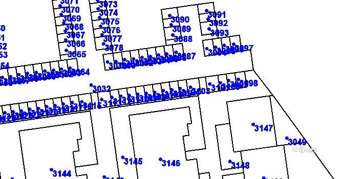 Parcela st. 3105 v KÚ Valcha, Katastrální mapa