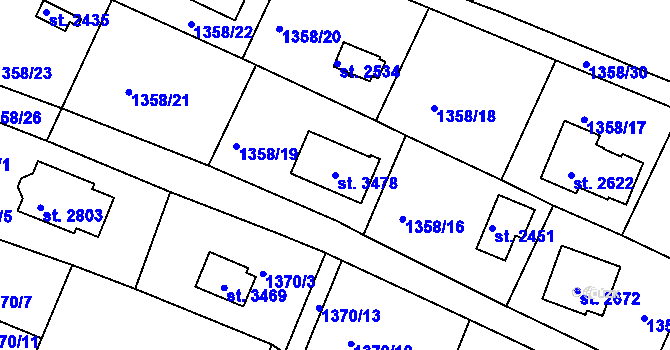 Parcela st. 3478 v KÚ Valcha, Katastrální mapa