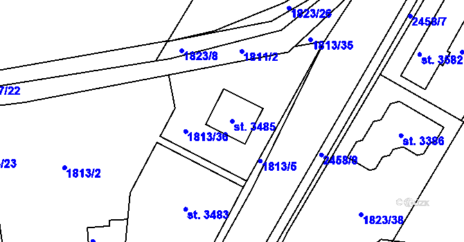 Parcela st. 3485 v KÚ Valcha, Katastrální mapa