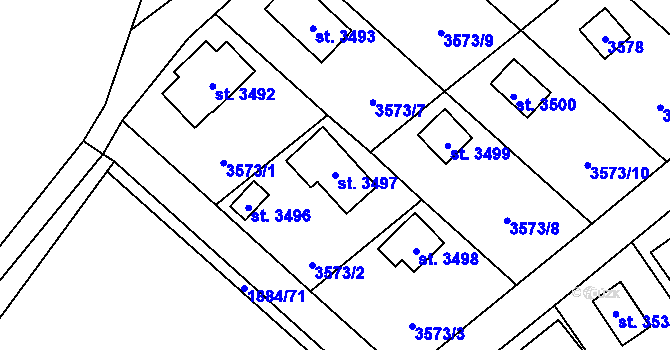 Parcela st. 3497 v KÚ Valcha, Katastrální mapa