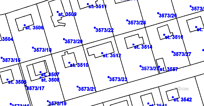 Parcela st. 3512 v KÚ Valcha, Katastrální mapa