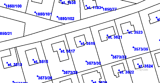 Parcela st. 3519 v KÚ Valcha, Katastrální mapa