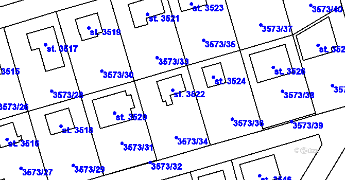 Parcela st. 3522 v KÚ Valcha, Katastrální mapa