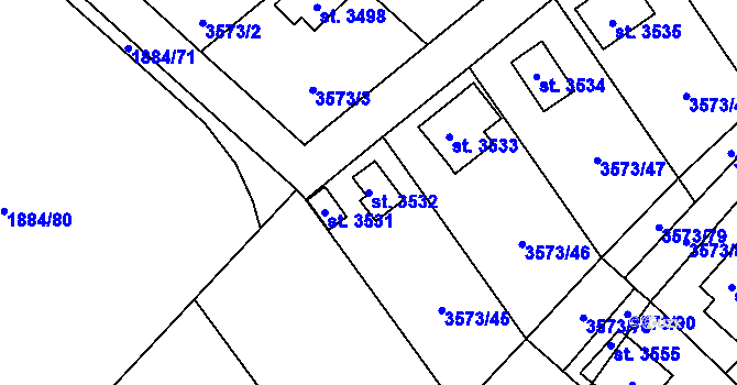 Parcela st. 3532 v KÚ Valcha, Katastrální mapa