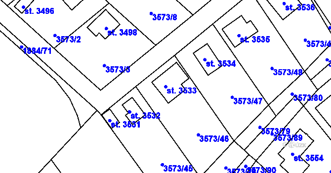 Parcela st. 3533 v KÚ Valcha, Katastrální mapa