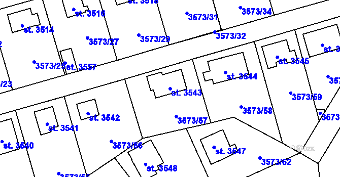 Parcela st. 3543 v KÚ Valcha, Katastrální mapa
