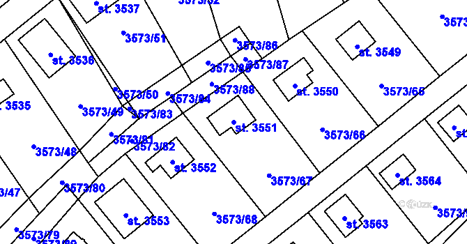 Parcela st. 3551 v KÚ Valcha, Katastrální mapa