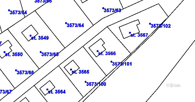 Parcela st. 3566 v KÚ Valcha, Katastrální mapa