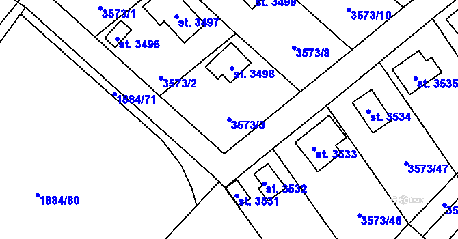 Parcela st. 3573/3 v KÚ Valcha, Katastrální mapa