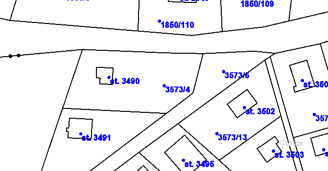 Parcela st. 3573/4 v KÚ Valcha, Katastrální mapa