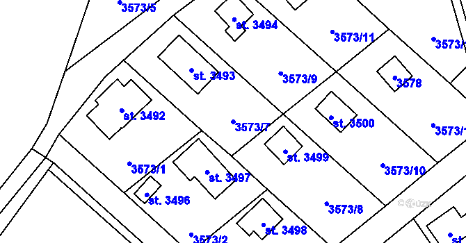 Parcela st. 3573/7 v KÚ Valcha, Katastrální mapa